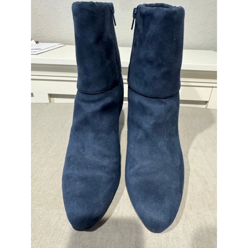 Women's FIONI Blue Vegan Faux Suede Ankle Boots & Booties Size 10